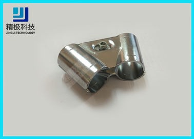 Oblique Double Chrome Pipe Connectors Clamp Clip Lean Tube For Floor Display Board
