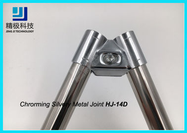 Oblique Double Chrome Pipe Connectors Clamp Clip Lean Tube For Floor Display Board