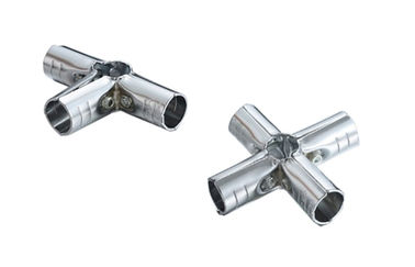 Chrome Plated 3 Way Metal Pipe Connectors For Assembly Flexible Module Racking System